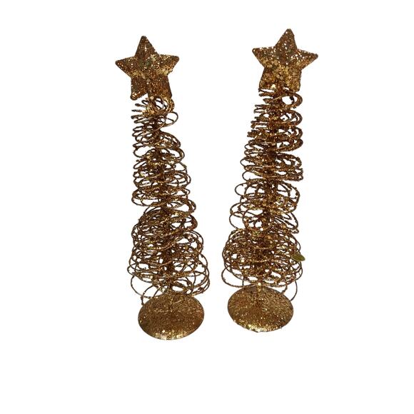 ✨ Vintage Gold Christmas Ornaments Bells Trees Pears Matte & Glitter 8 Pc 🎄 - Picture 3 of 15